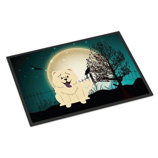 Carolines Treasures Halloween Scary Chow Chow White Indoor or Outdoor Mat, 24 x 0.25 x 36 in. BB2330JMAT - main